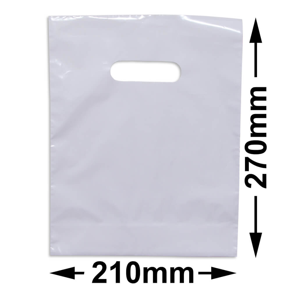 Small White Plastic Carry Bags 210x270mm (Qty:100)