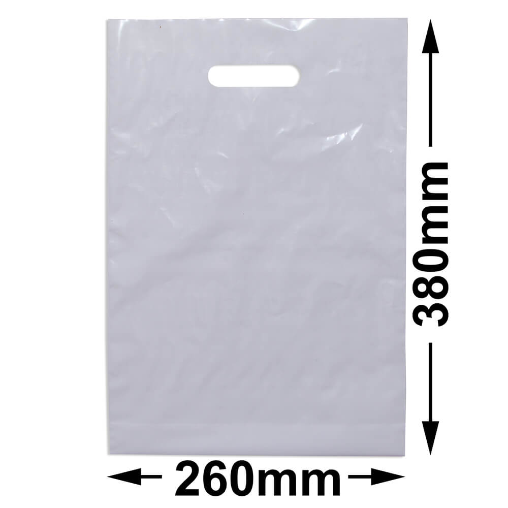 Medium White Plastic Carry Bags 260x380mm (Qty:100)