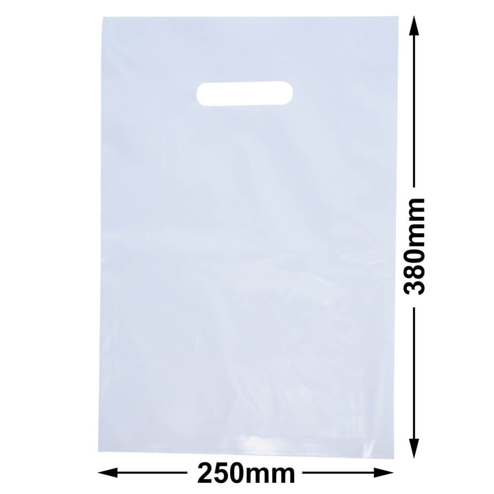 Medium White Plastic Carry Bags 250x380mm (Qty:100)
