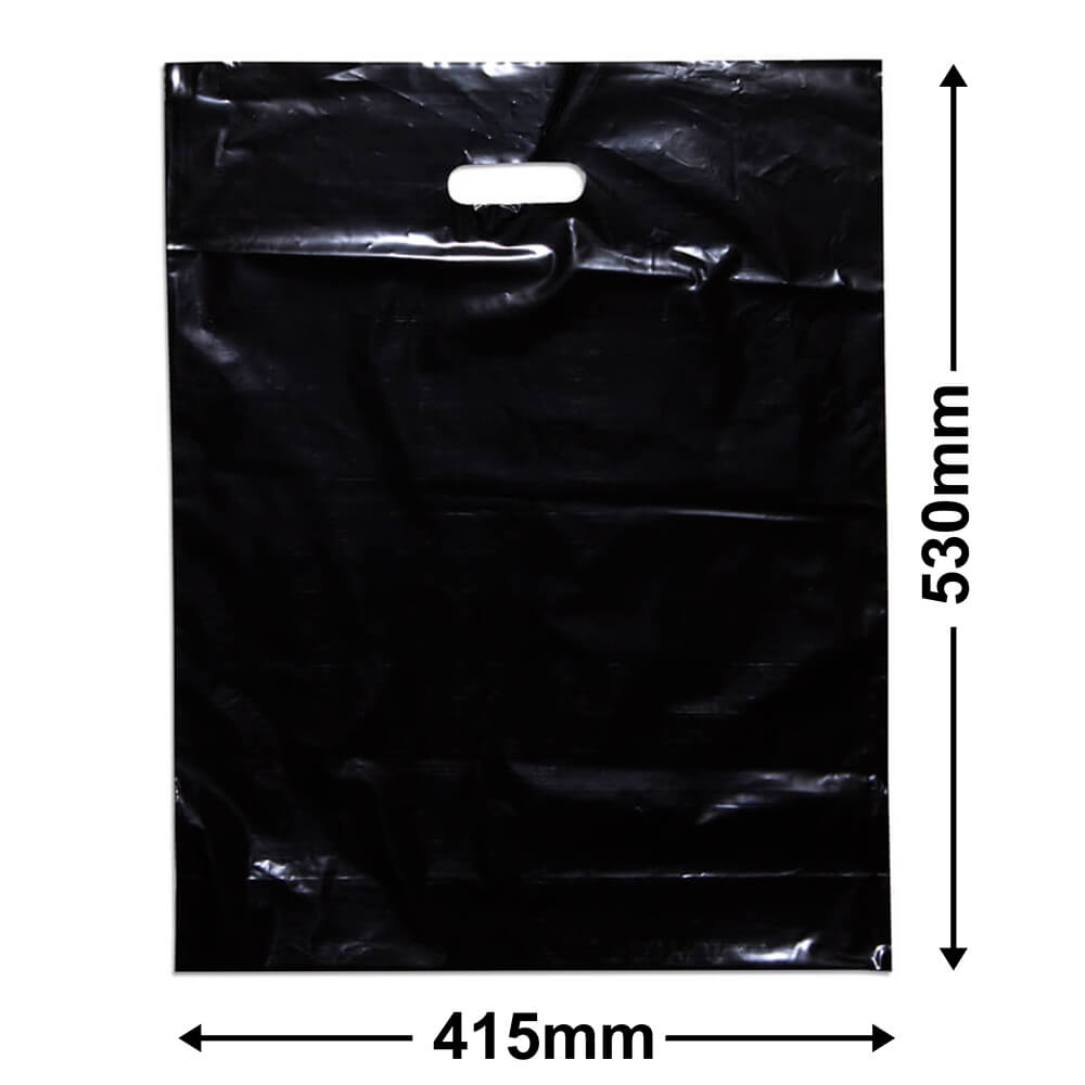 Extra-Large Black Plastic Carry Bags 415x530mm (Qty:100)