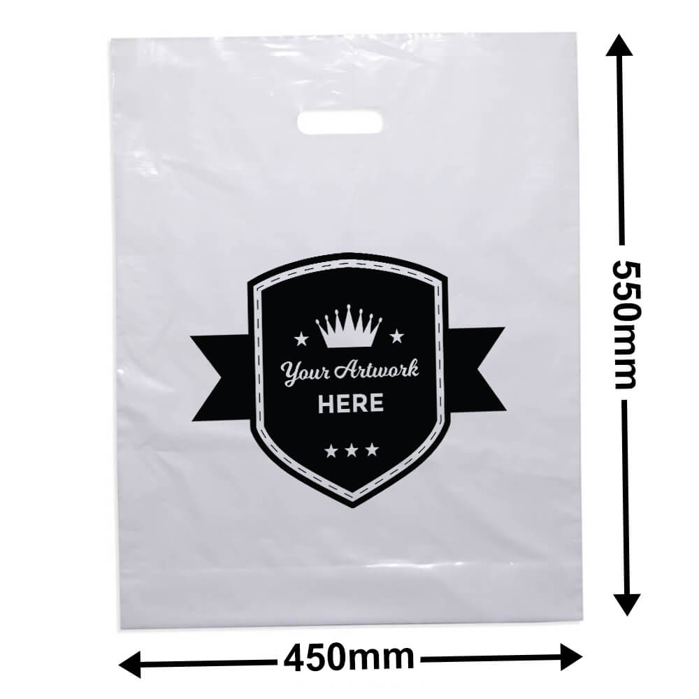 Custom Printed XL White Plastic Bag 1 Colour 1 Side