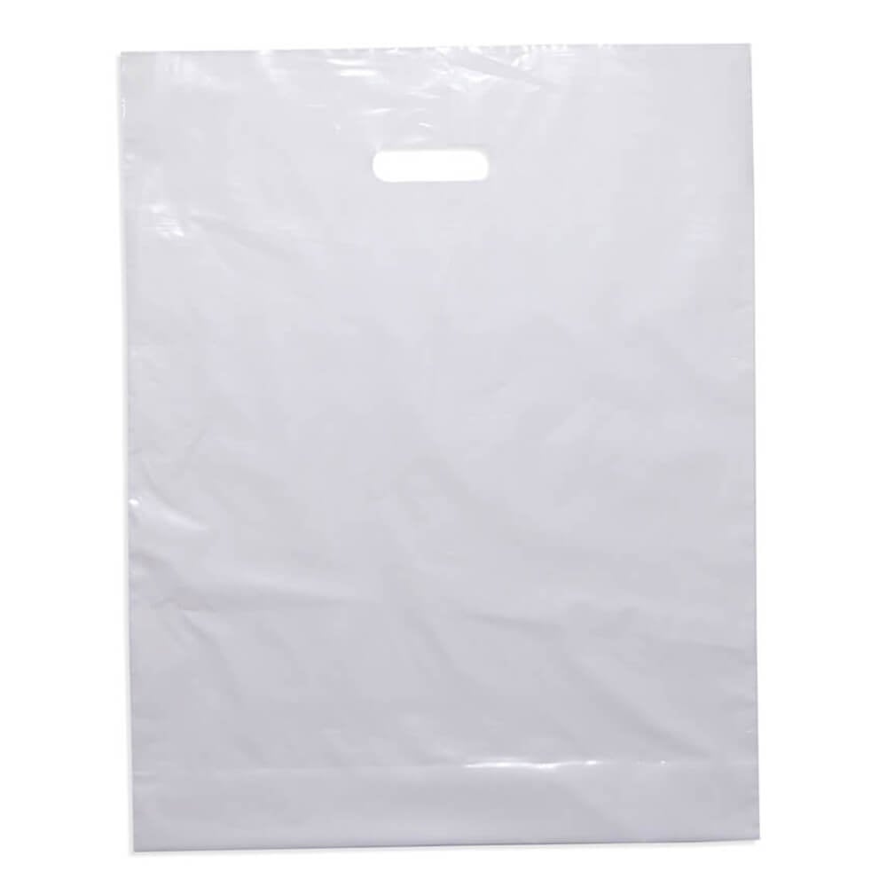 Extra-Large White Plastic Carry Bags 415x530mm + 50mm Bottom Gusset (Qty:100)