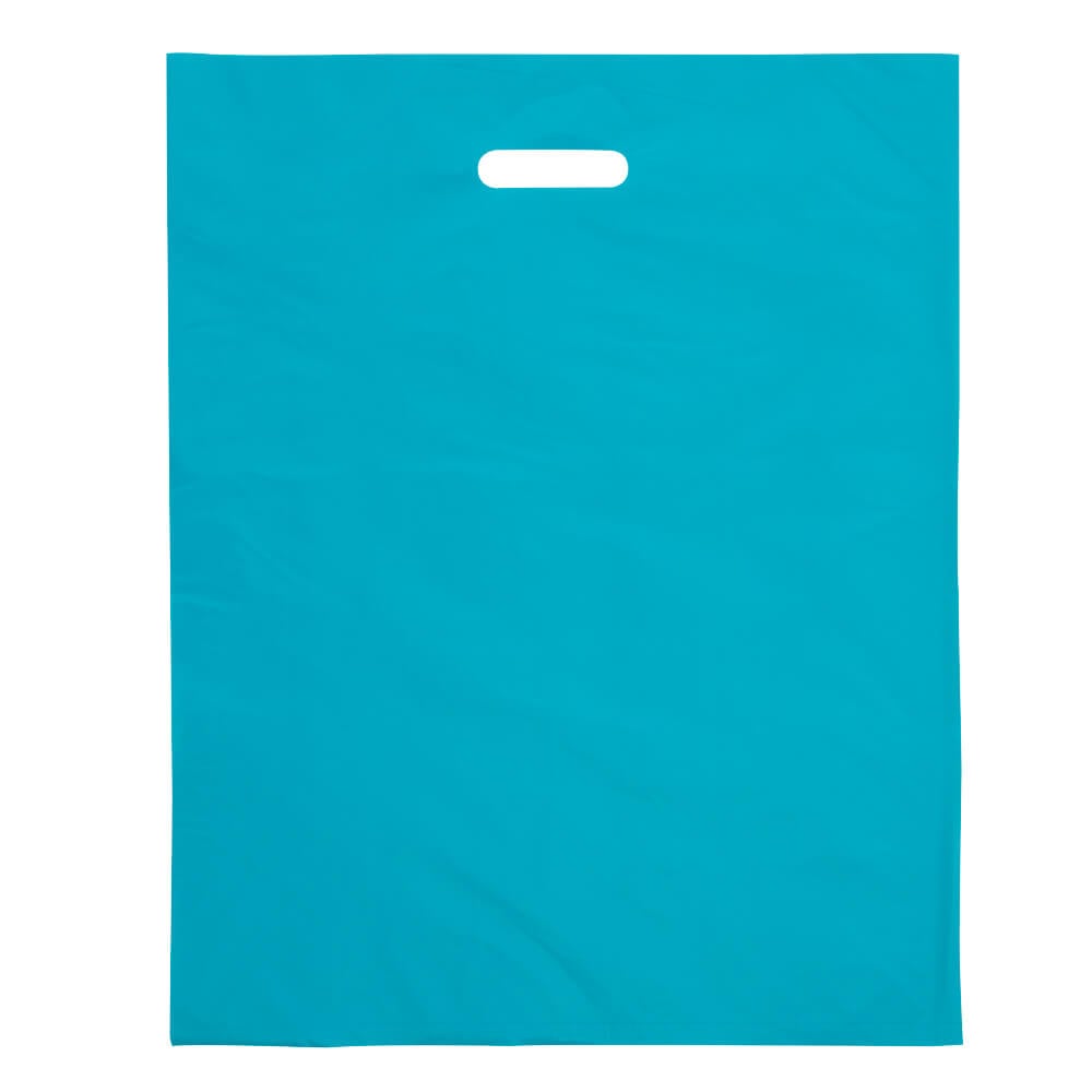 Large Aqua Plastic Carry Bags 415x530mm (Qty:100)