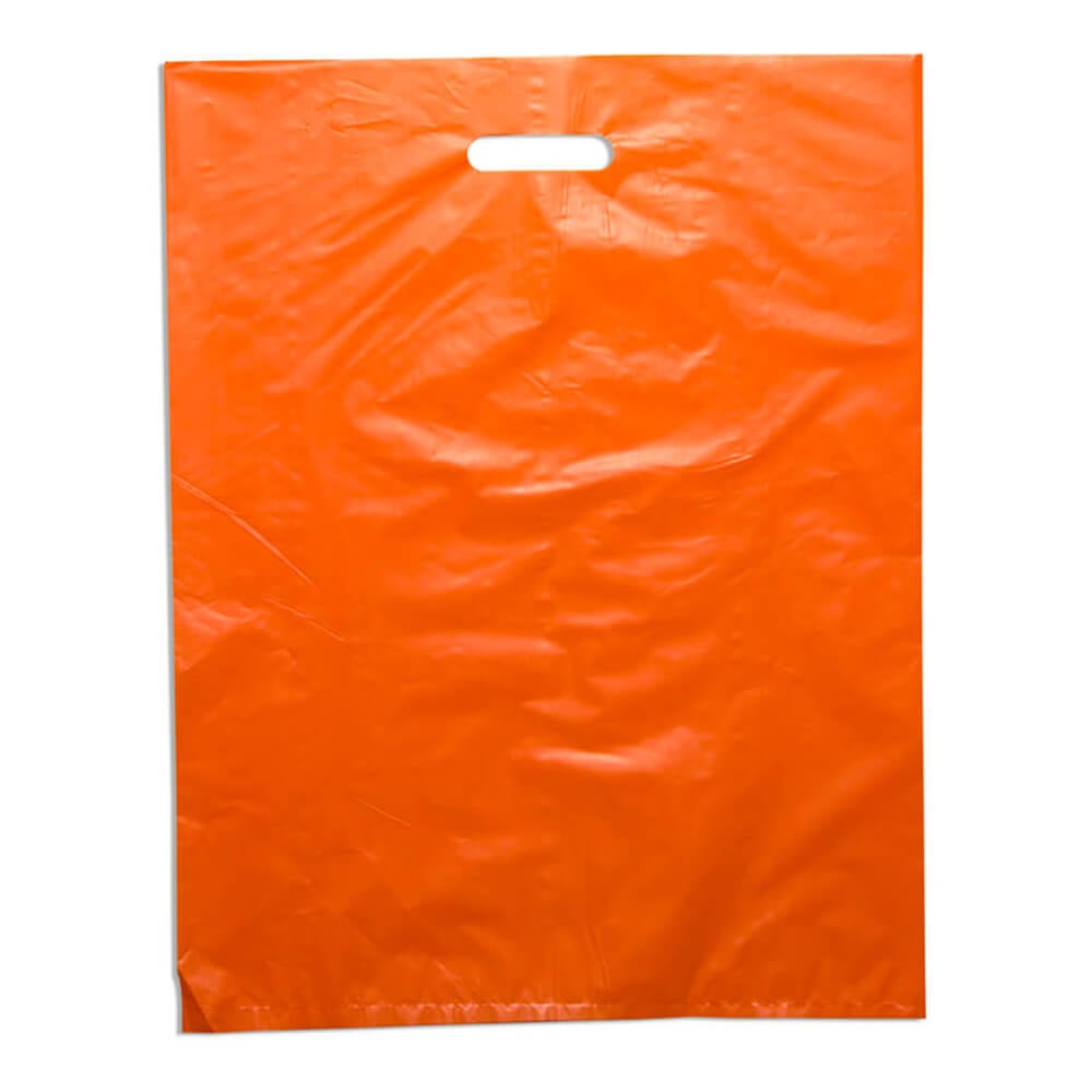 Large Orange Plastic Carry Bags 415x530mm (Qty:100)