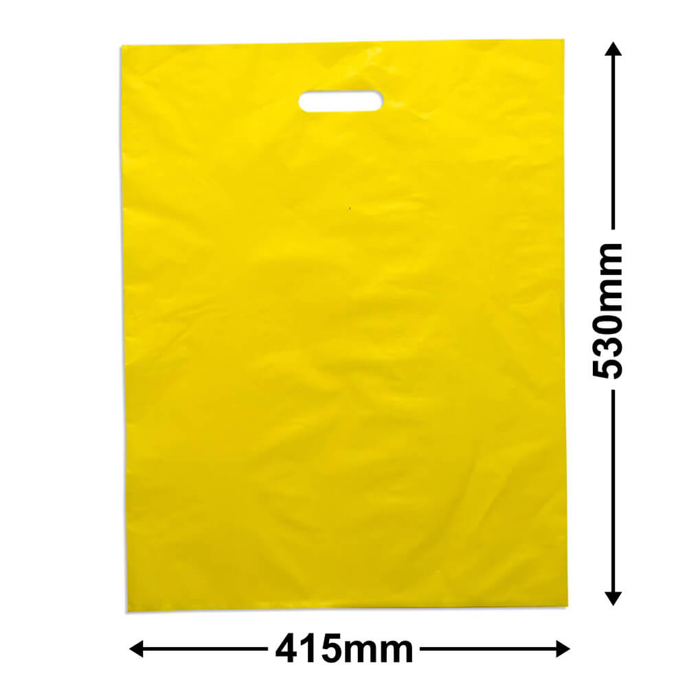 Large Yellow Plastic Carry Bags 415x530mm (Qty:100)