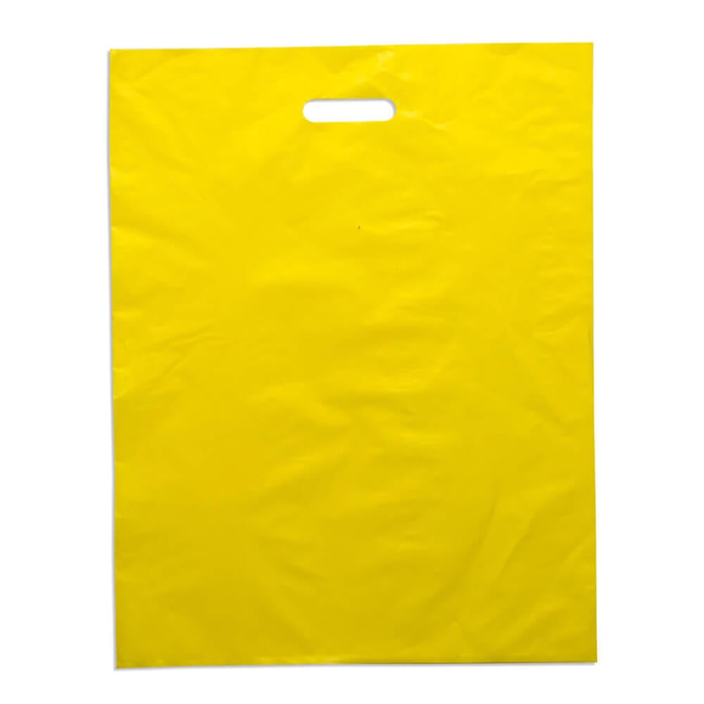Large Yellow Plastic Carry Bags 415x530mm (Qty:100)