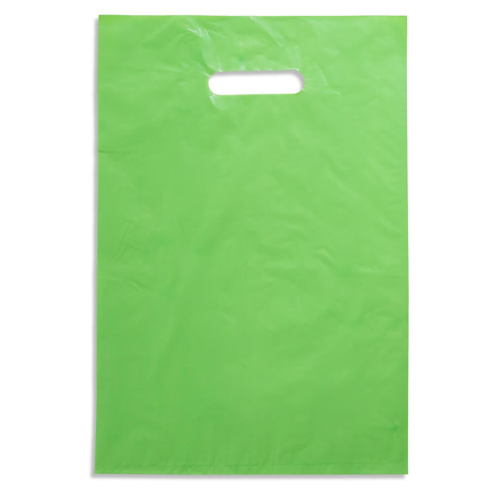 Medium Lime Green Plastic Carry Bags 255x380mm (Qty:100)