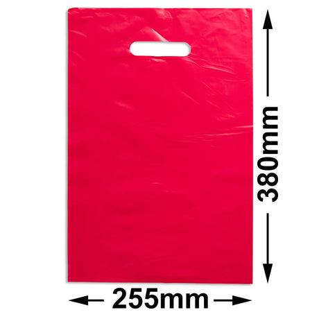 Medium Red Plastic Carry Bags 255x380mm (Qty:100)