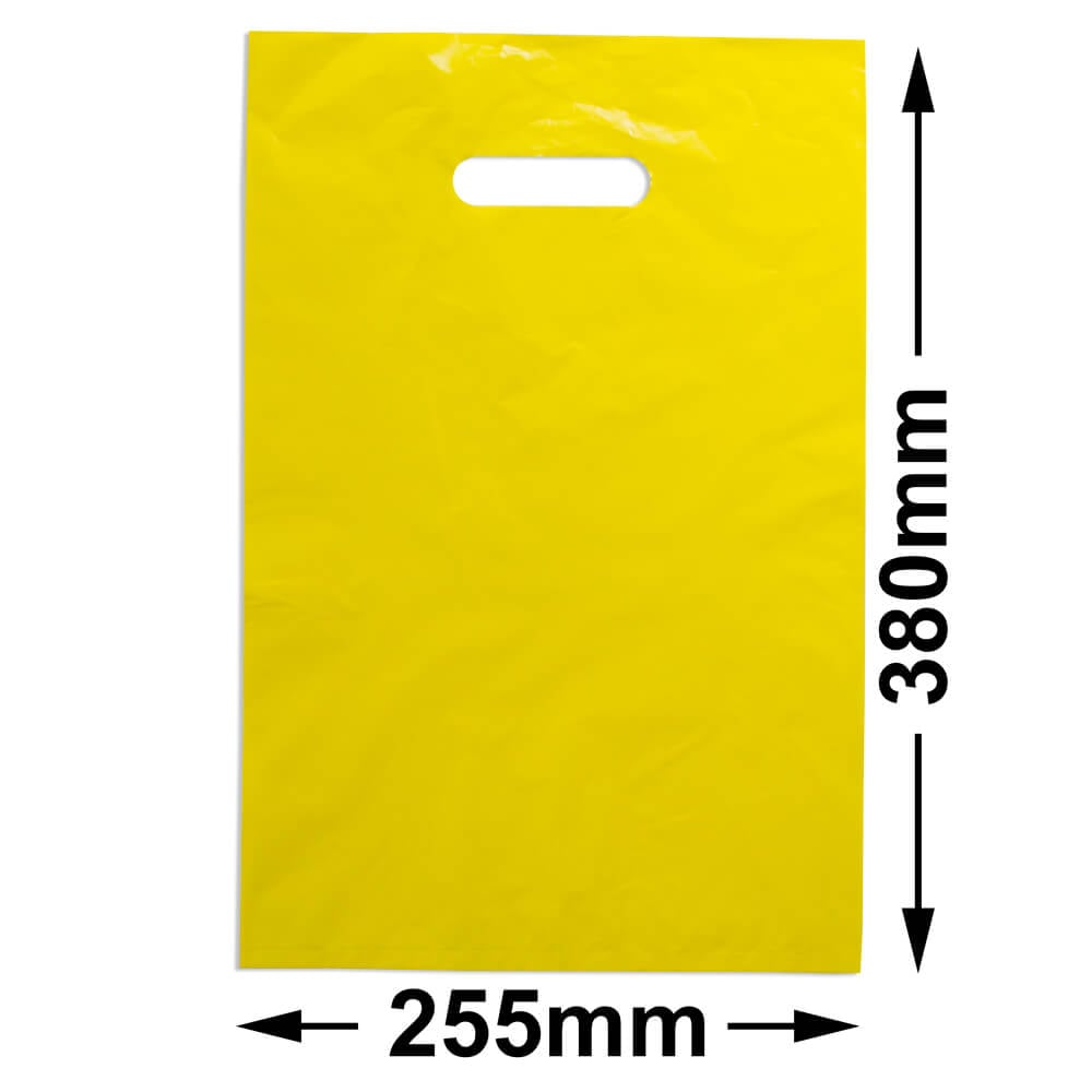 Medium Yellow Plastic Carry Bags 255x380mm (Qty:100)