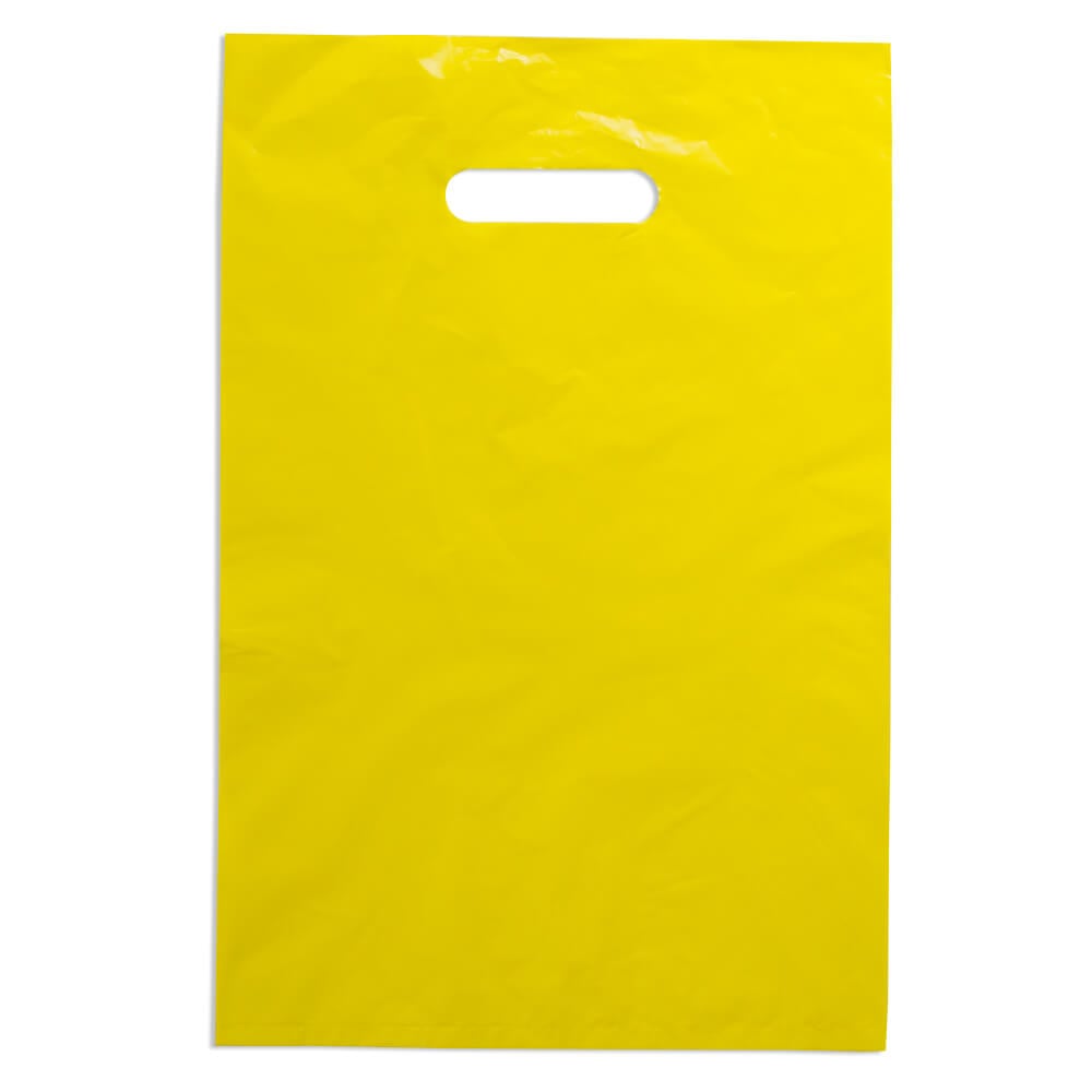 Medium Yellow Plastic Carry Bags 255x380mm (Qty:100)