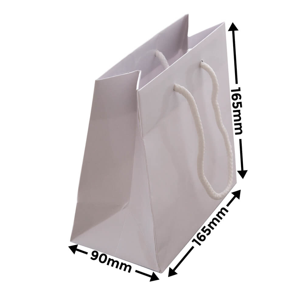 White Rope Handle Gloss Bags 165x165mm (Qty:200)