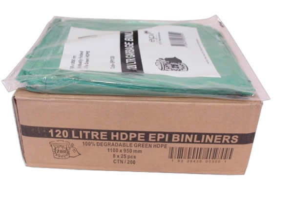 Green Degradable Bin Liners 120 litre 950x1100mm (Qty:200)