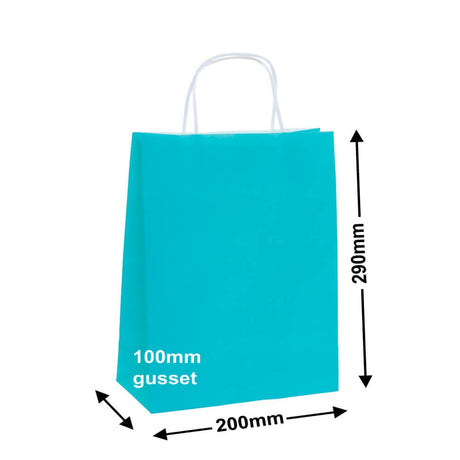 A5 Aqua Blue Paper Carry Bags 200x290mm (Qty:50)