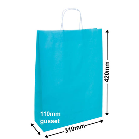 A3 Aqua Blue Paper Carry Bags 310x420mm (Qty:50)