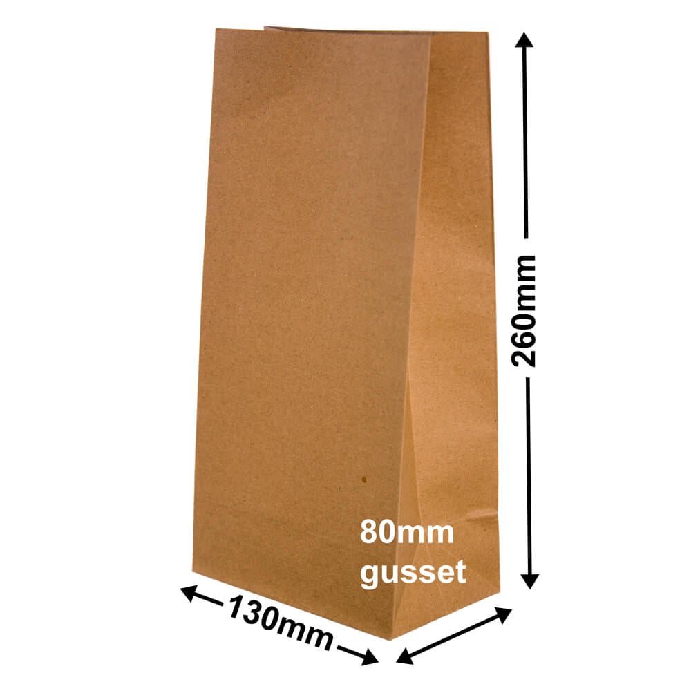 Paper Gift Bags Brown 260 x 130 + 80 - no handles