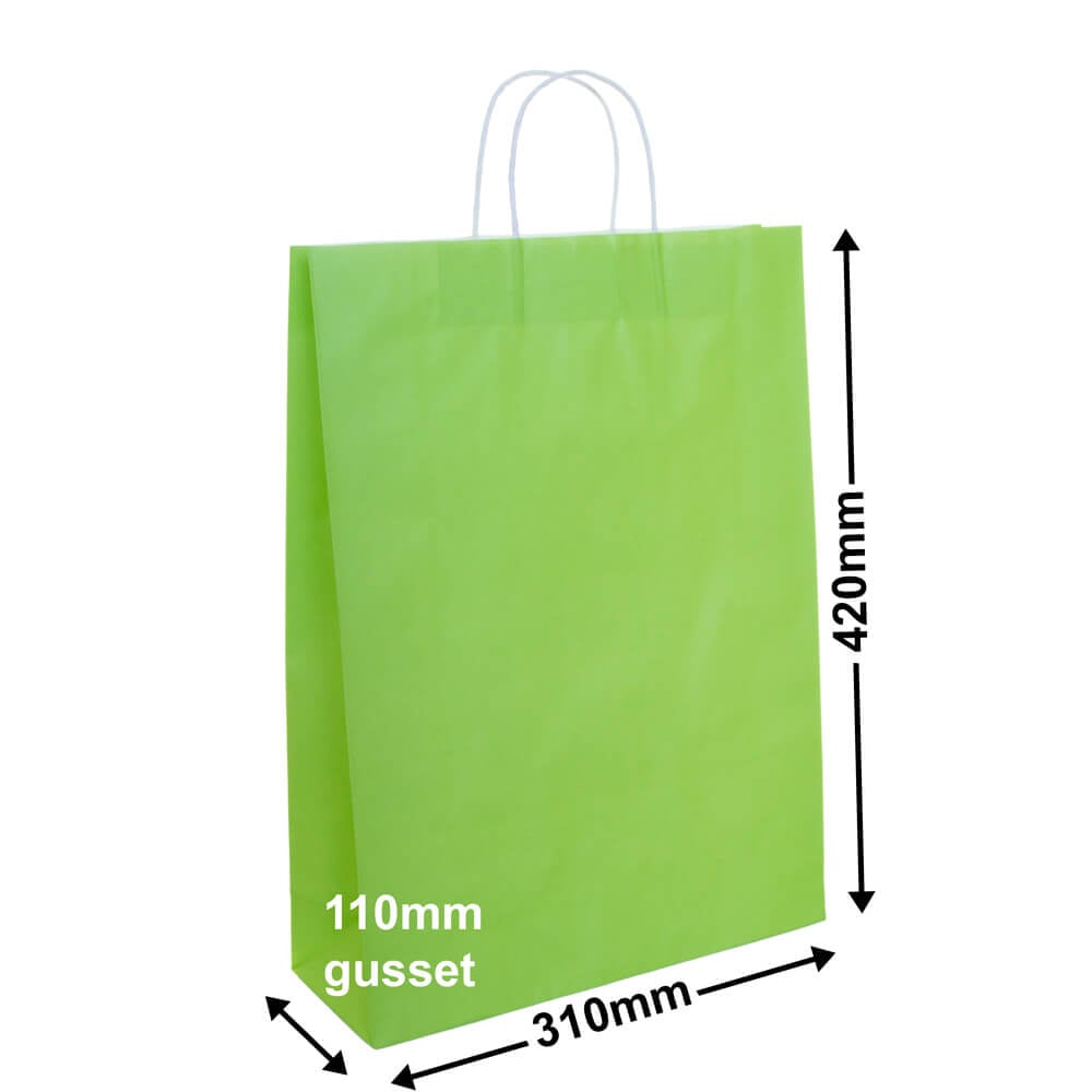 A3 Lime Green Paper Carry Bags 310x420mm (Qty:50)