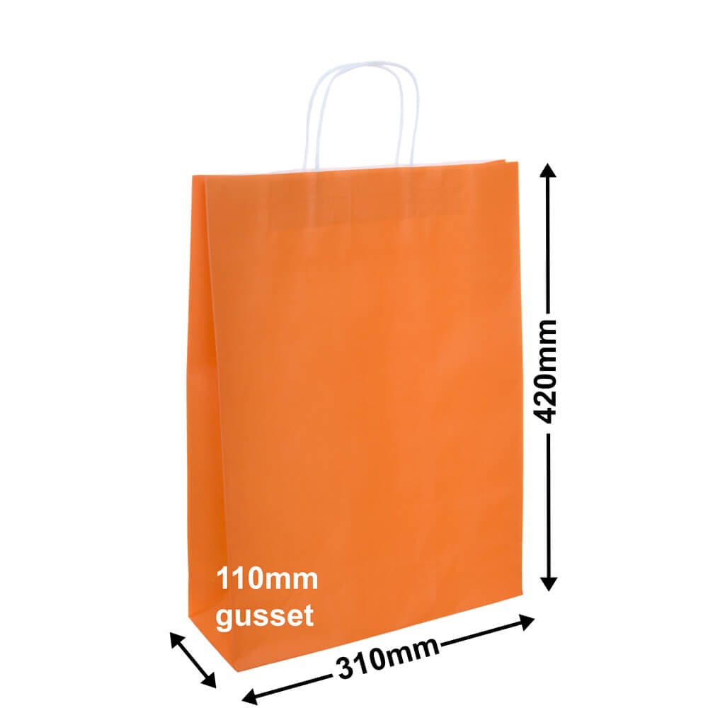 A3 Orange Paper Carry Bags 310x420mm (Qty:250)