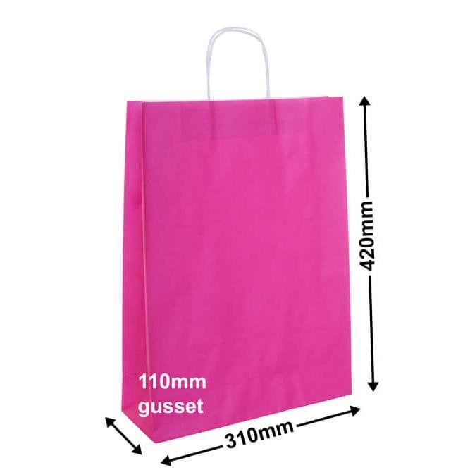 A3 Pink Paper Carry Bags 310x420mm (Qty:250)