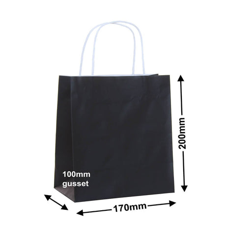 Black Paper Carry Bags 170x200mm (Qty:250)