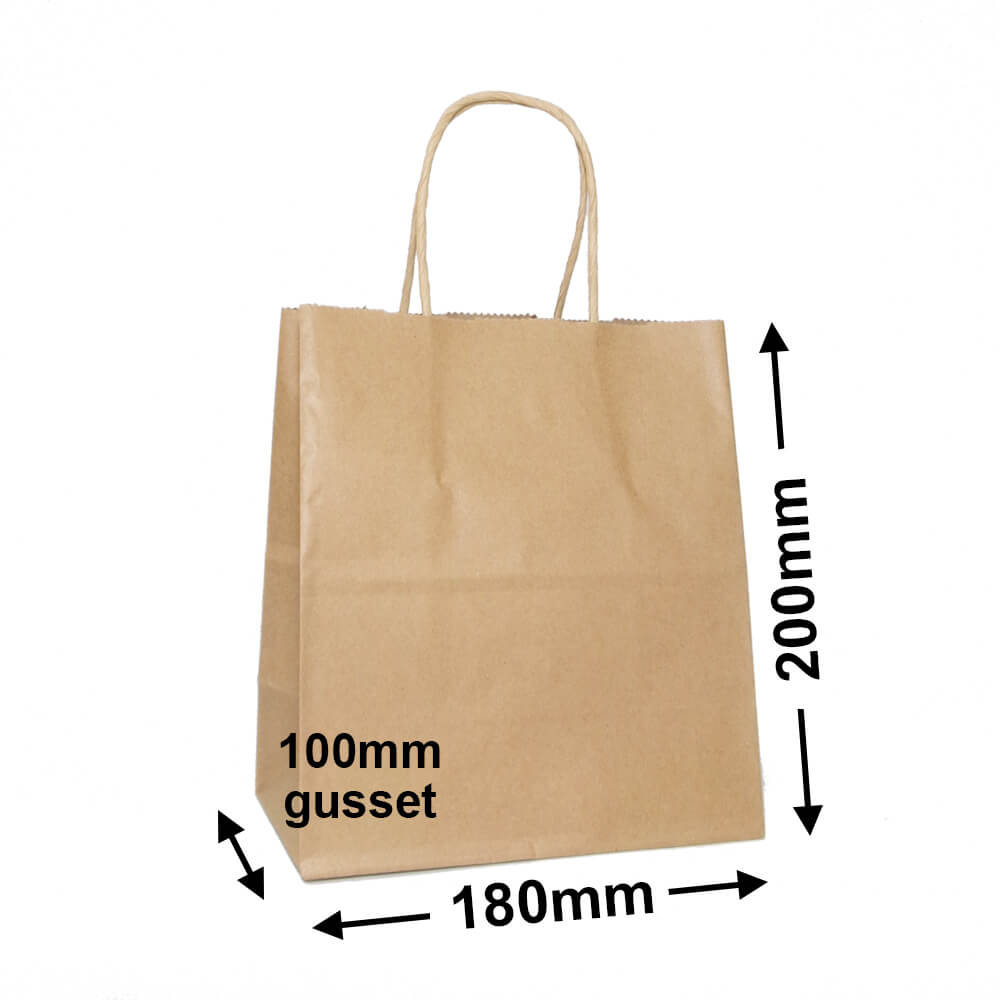 Brown Paper Carry Bags 180x200mm (Qty:500)