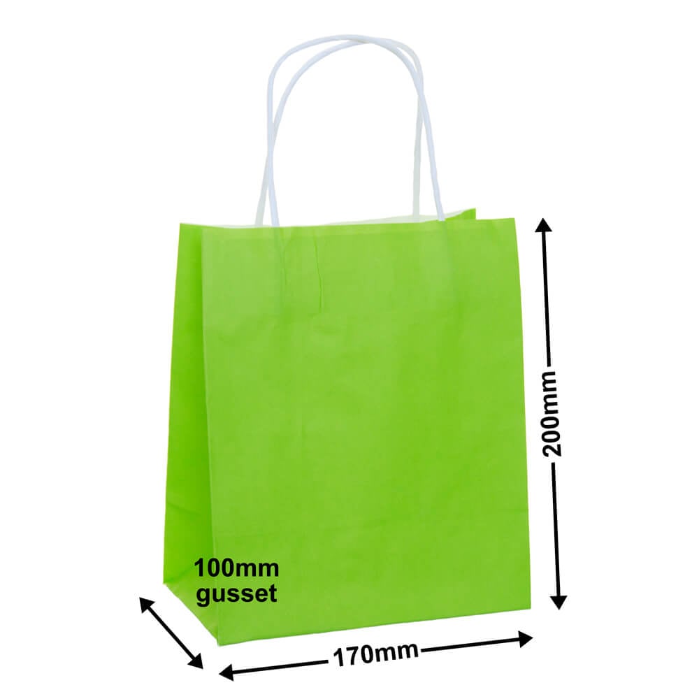 Lime Green Paper Carry Bags 170x200mm (Qty:250)