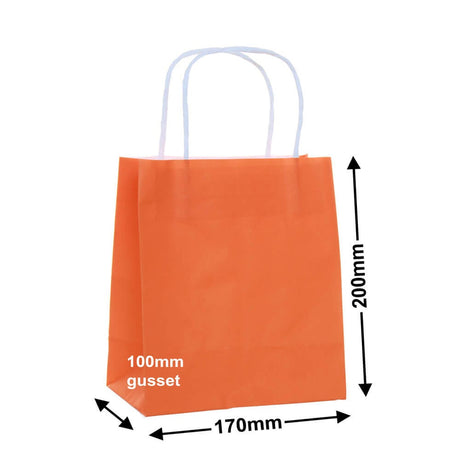 Orange Paper Carry Bags 170x200mm (Qty:250)