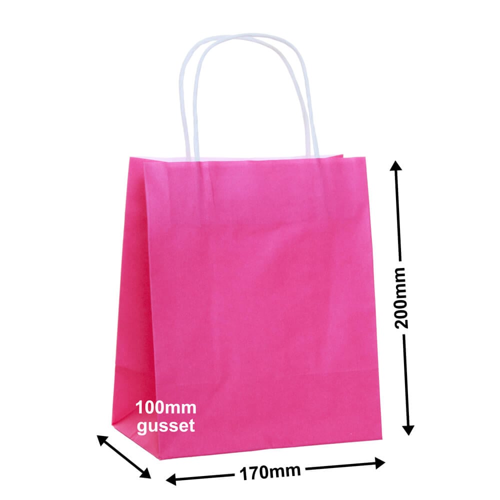 Pink Paper Carry Bags 170x200mm (Qty:50)