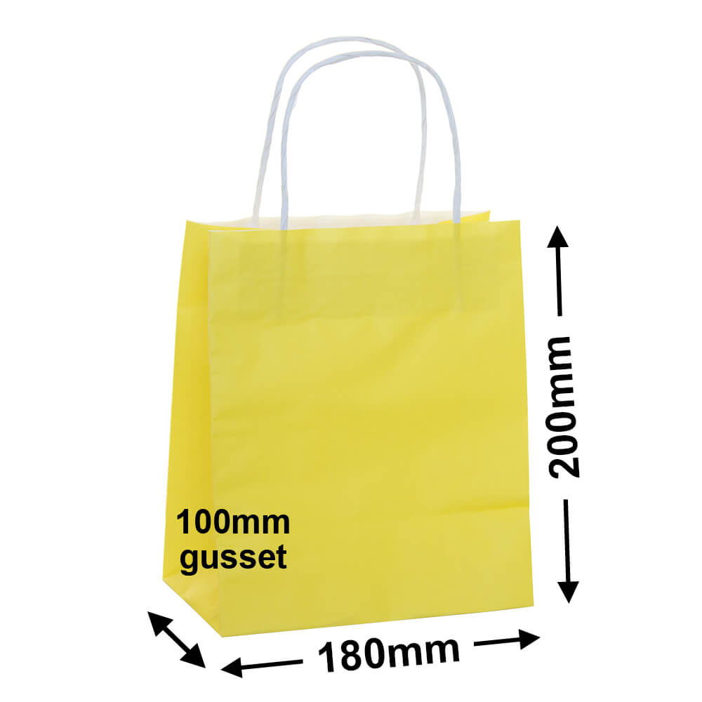Yellow Paper Carry Bags 180x200mm (Qty:50)