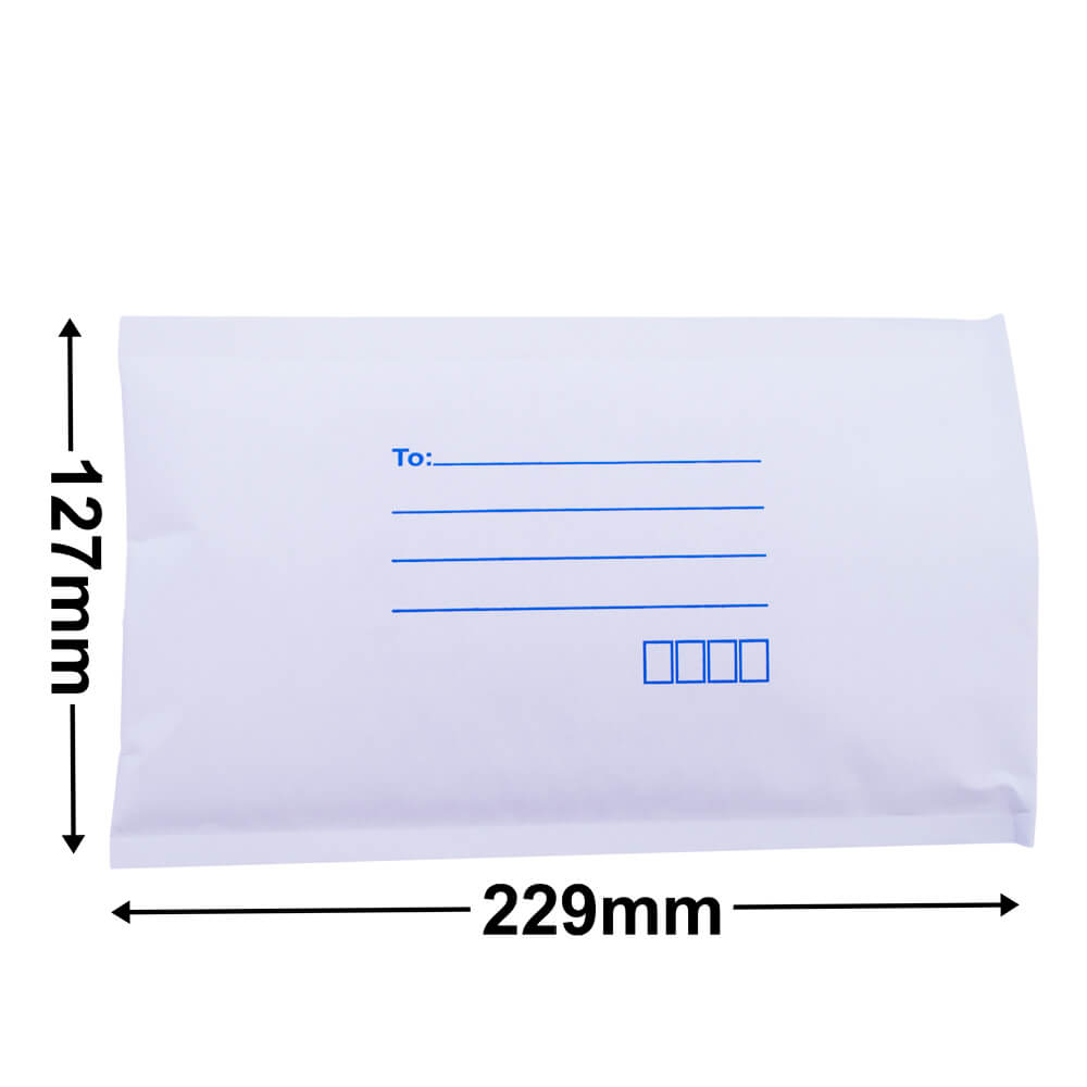 White Paper Mailer Bags Bubblewrap Interior 127x229mm (Qty:300)
