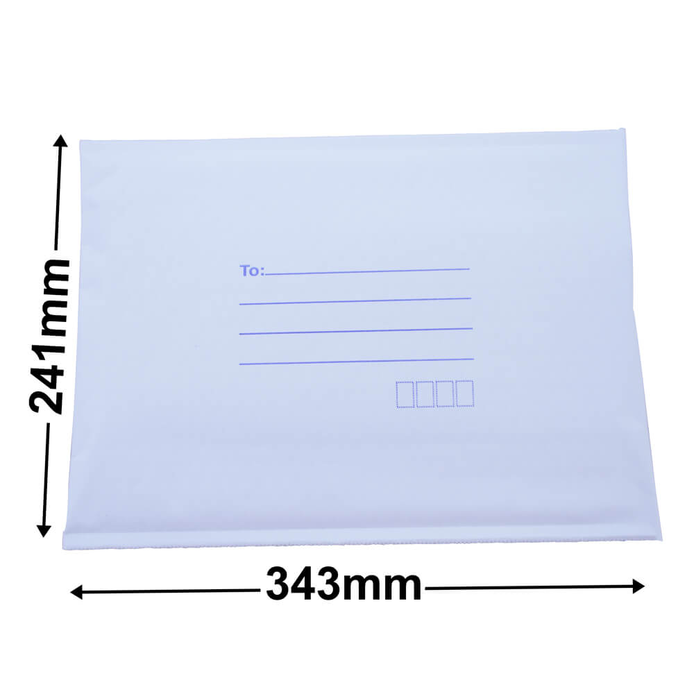 White Paper Mailer Bags Bubblewrap Interior 241x343mm (Qty:100)