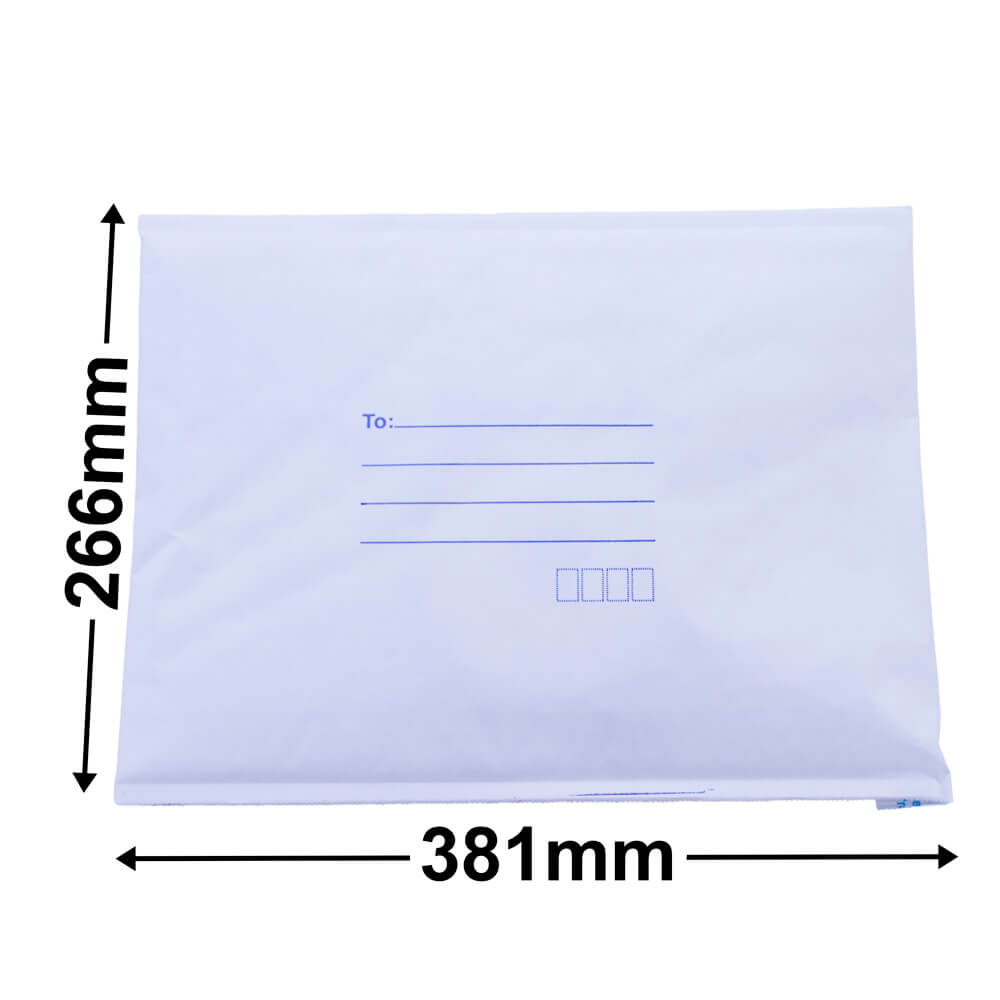 White Paper Mailer Bags Bubblewrap Interior 266x381mm (Qty:100)