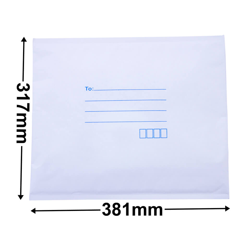 White Paper Mailer Bags Bubblewrap Interior 317x381mm (Qty:100)