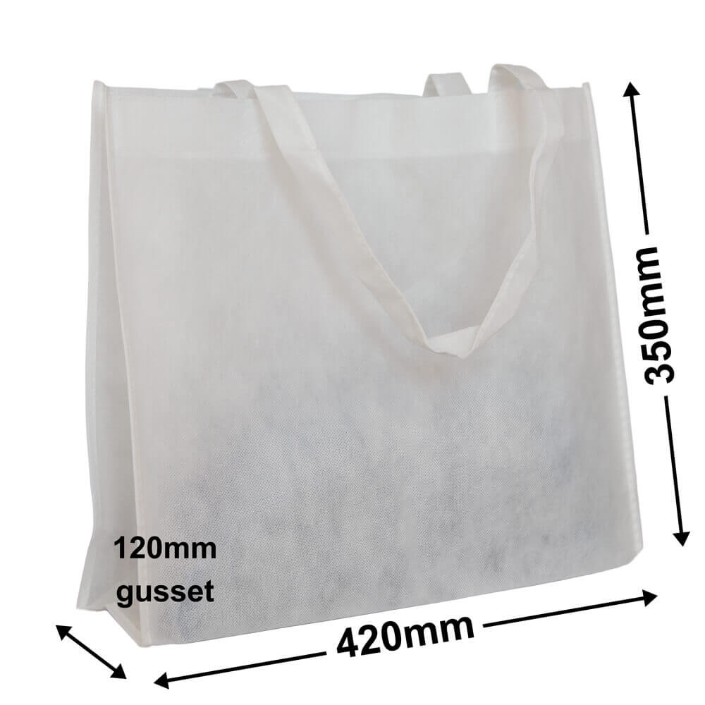 White Reusable NWPP Carry Bags 350x420mm (Qty:50)