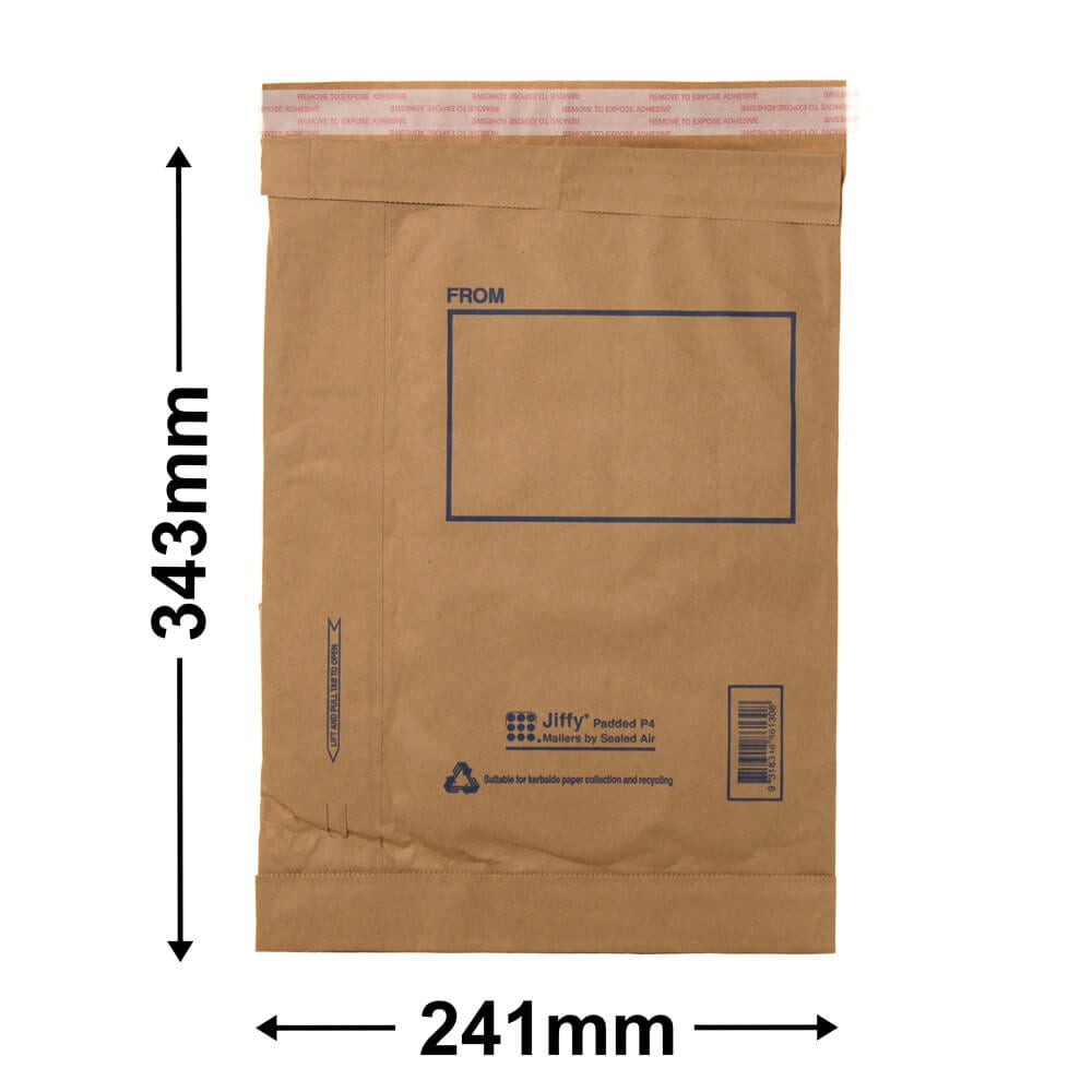 Size 4 Jiffy Padded Mailing Bags 241x343mm (Qty:100)