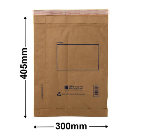 Size 6 Jiffy Padded Mailing Bags 300x405mm (Qty:50)