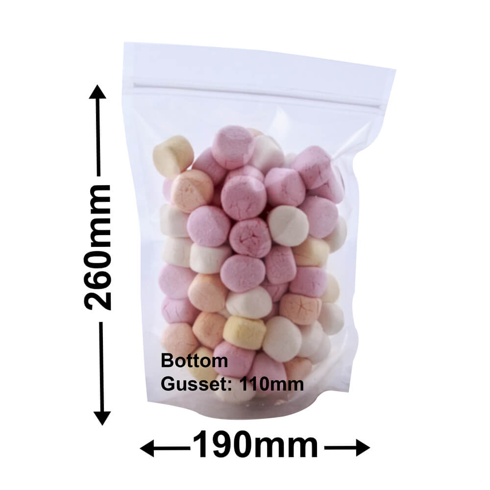 Clear Pouch Bags 190x260mm & 110mm Bottom Gusset (Qty:100)