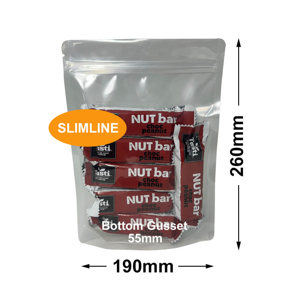 Clear Slimline Pouch Bags 190x260mm & 55mm Bottom Gusset (Qty:100)