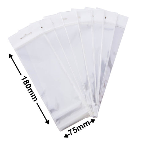 Hangsell Bags with White Headers 180x75mm 35µm (Qty:100)