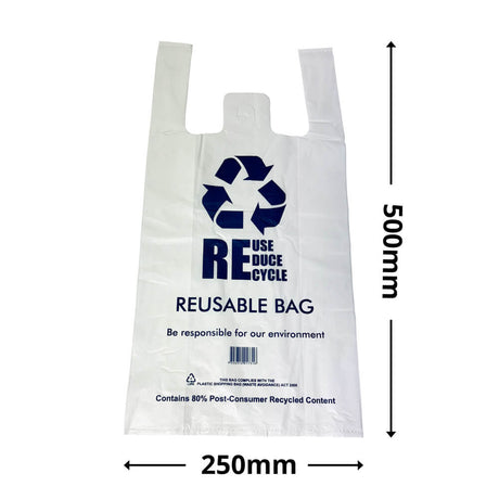 QLD Compliant Medium White Singlet Checkout Bags 250x500mm (Qty:1000)