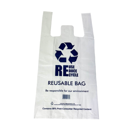 QLD Compliant Medium White Singlet Checkout Bags 250x500mm (Qty:1000)