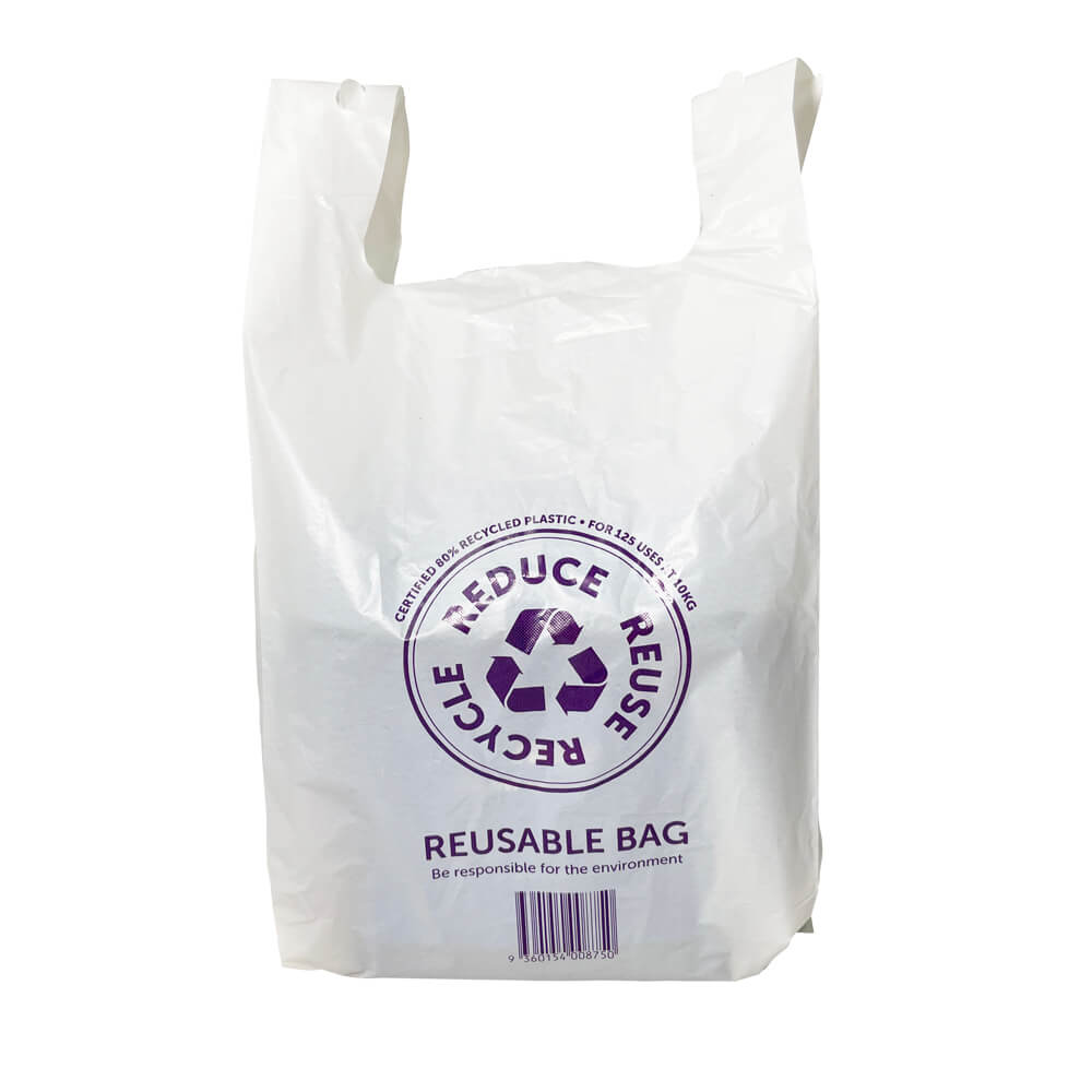 QLD Compliant Extra-Large White Singlet Checkout Bags 320x640mm (Qty:500)
