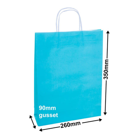 A4 Aqua Blue Paper Carry Bags 260x350mm (Qty:50)