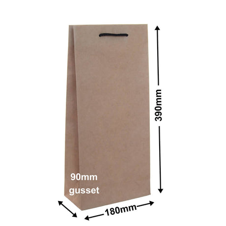 Deluxe Kraft Paper Double Wine Bottle Bags 180x390mm (Qty:100)