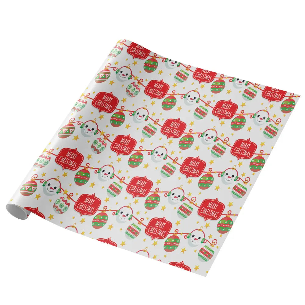snowman on white wrapping paper (length: 60m), front view