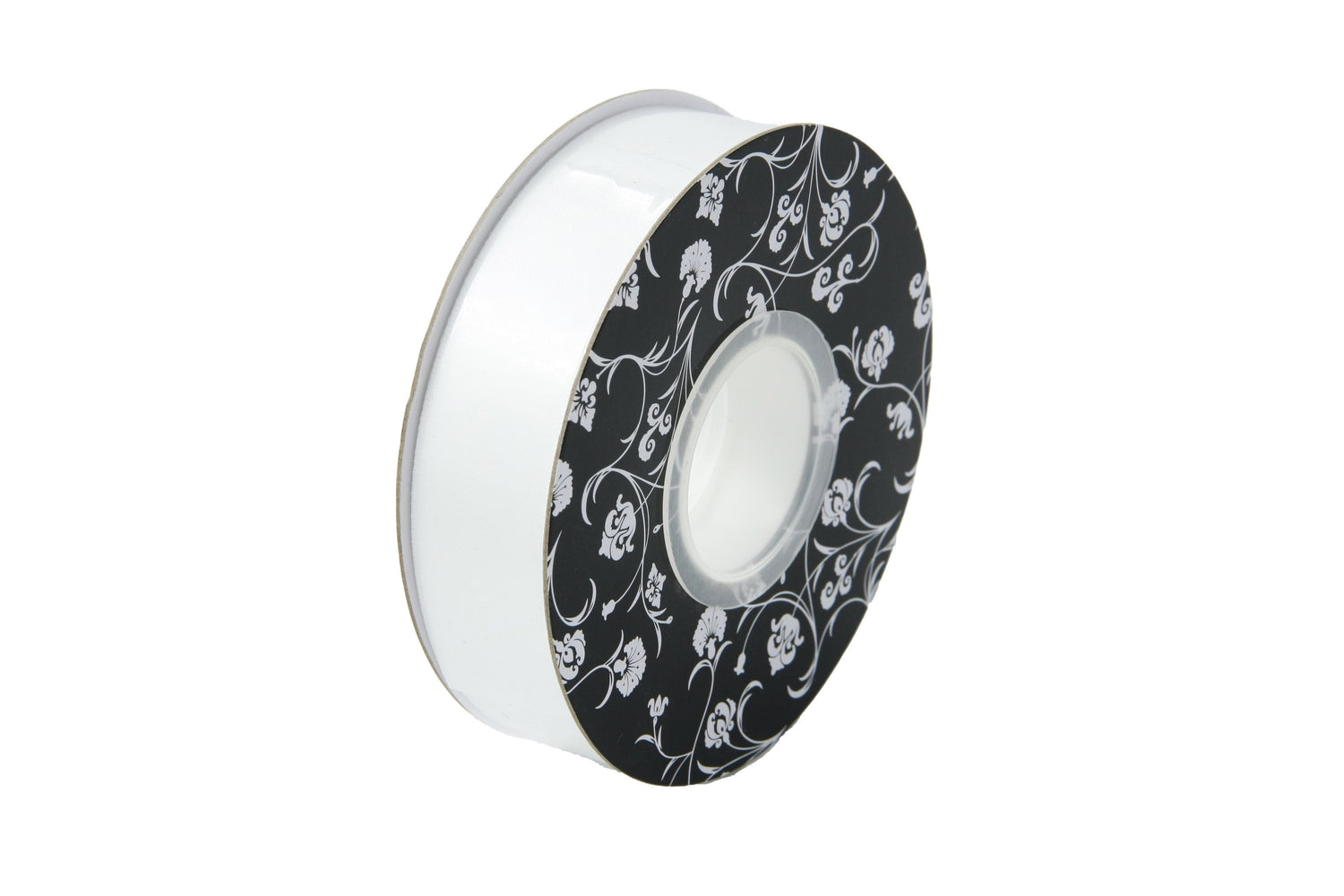 Double sided Satin Ribbon White 25mm wide x 30m per roll