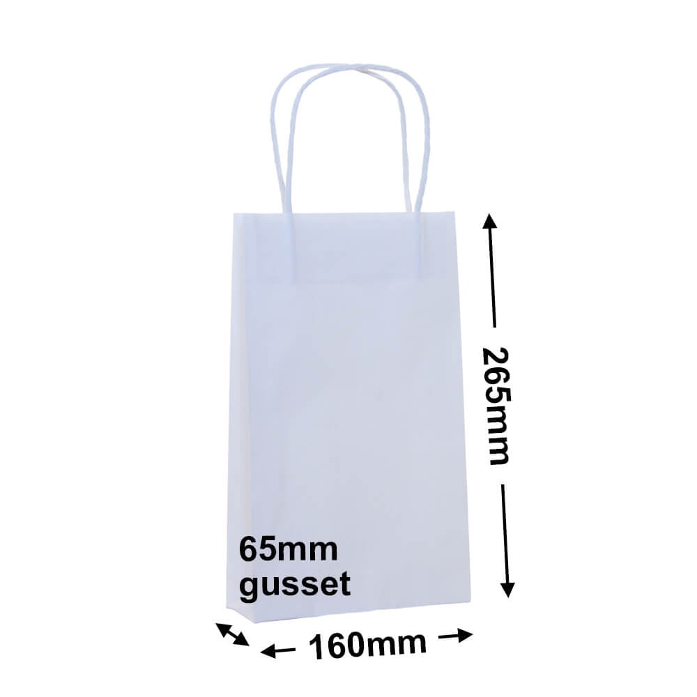 White Paper Carry Bags 160x265mm (Qty:500)