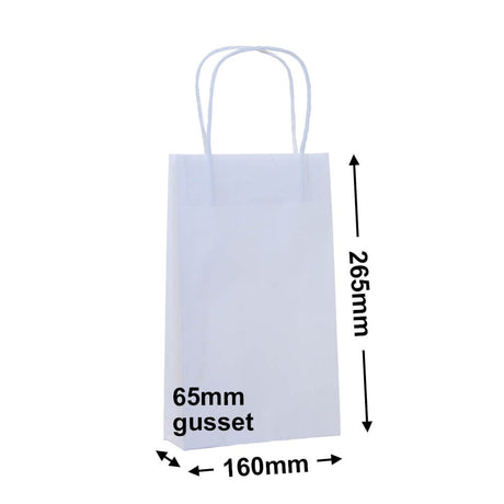 White Paper Carry Bags 160x265mm (Qty:50)