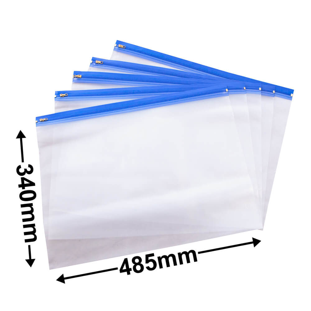 Plastic Zipper Document Bags 340x485mm (Qty:25)