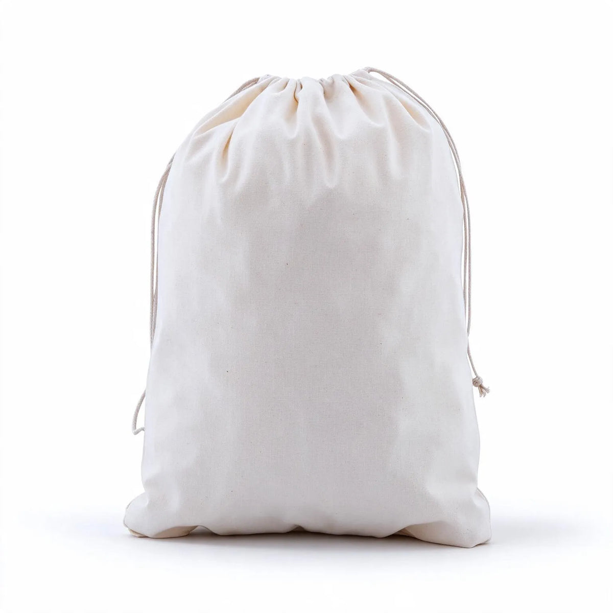 drawstring calico bags 400x300mm | natural calico, front view