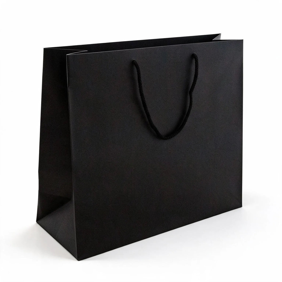 black boutique rope handle gloss bags 510x400mm, front view